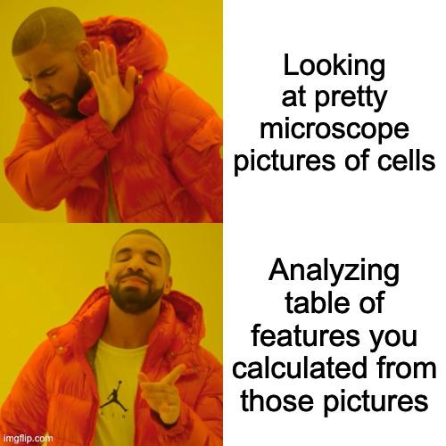 meme comparing traditional bioimage tools with OME tools for large scale processing